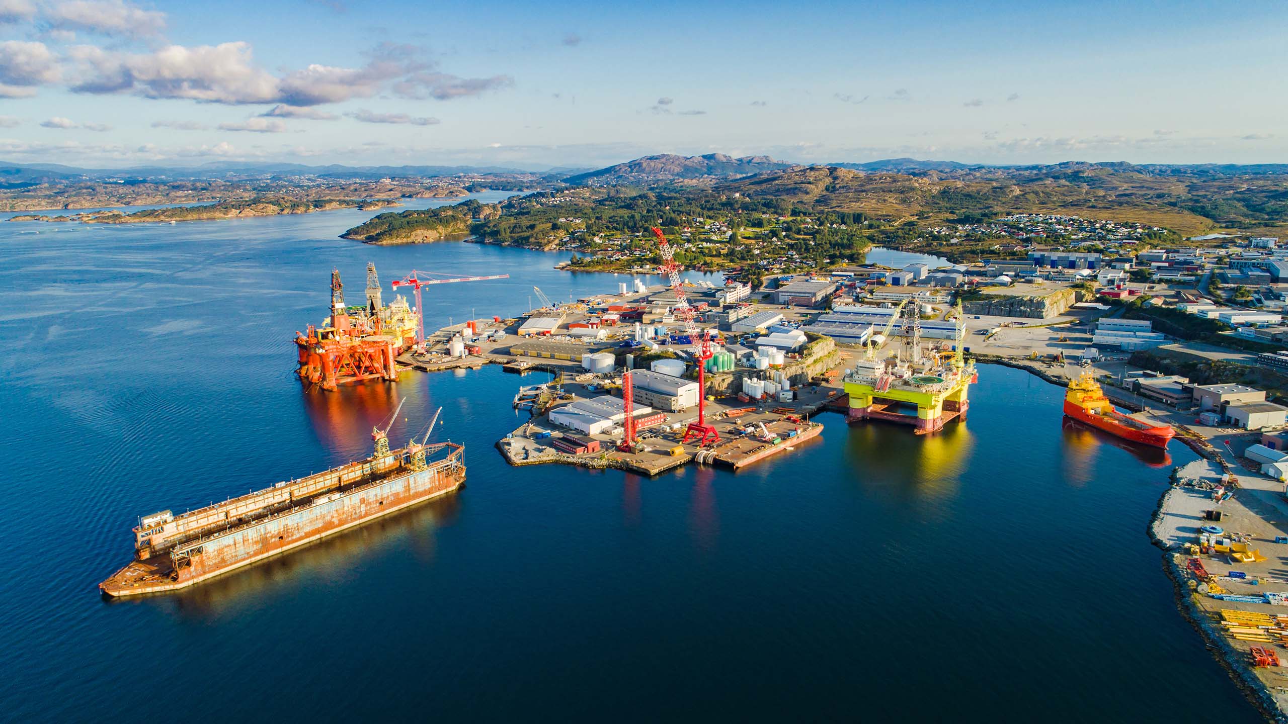 Port with multiple offshore oil and gas assets docked